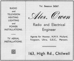 Alex Owen 1952 advert