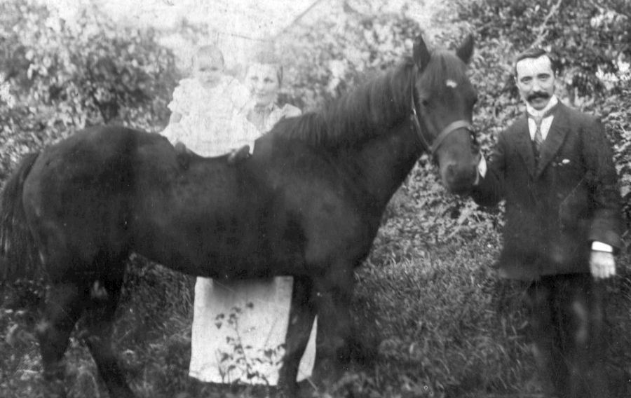Glover family with horse